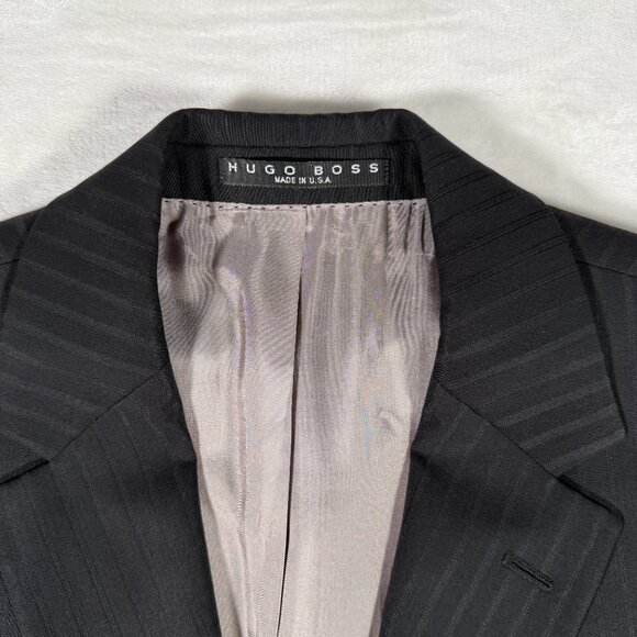 Hugo Boss Pasolini Movie US Blazer Men Size 40R Gray Striped 100% Wool Made USA - Picture 2 of 12